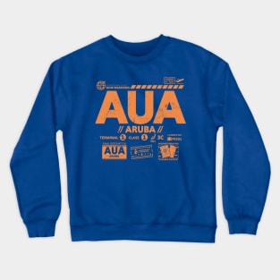 Vintage Aruba AUA Airport Code Travel Day Retro Travel Tag Crewneck Sweatshirt